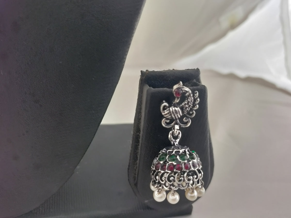 Oxidised silver choker with peacock design (sku00047)