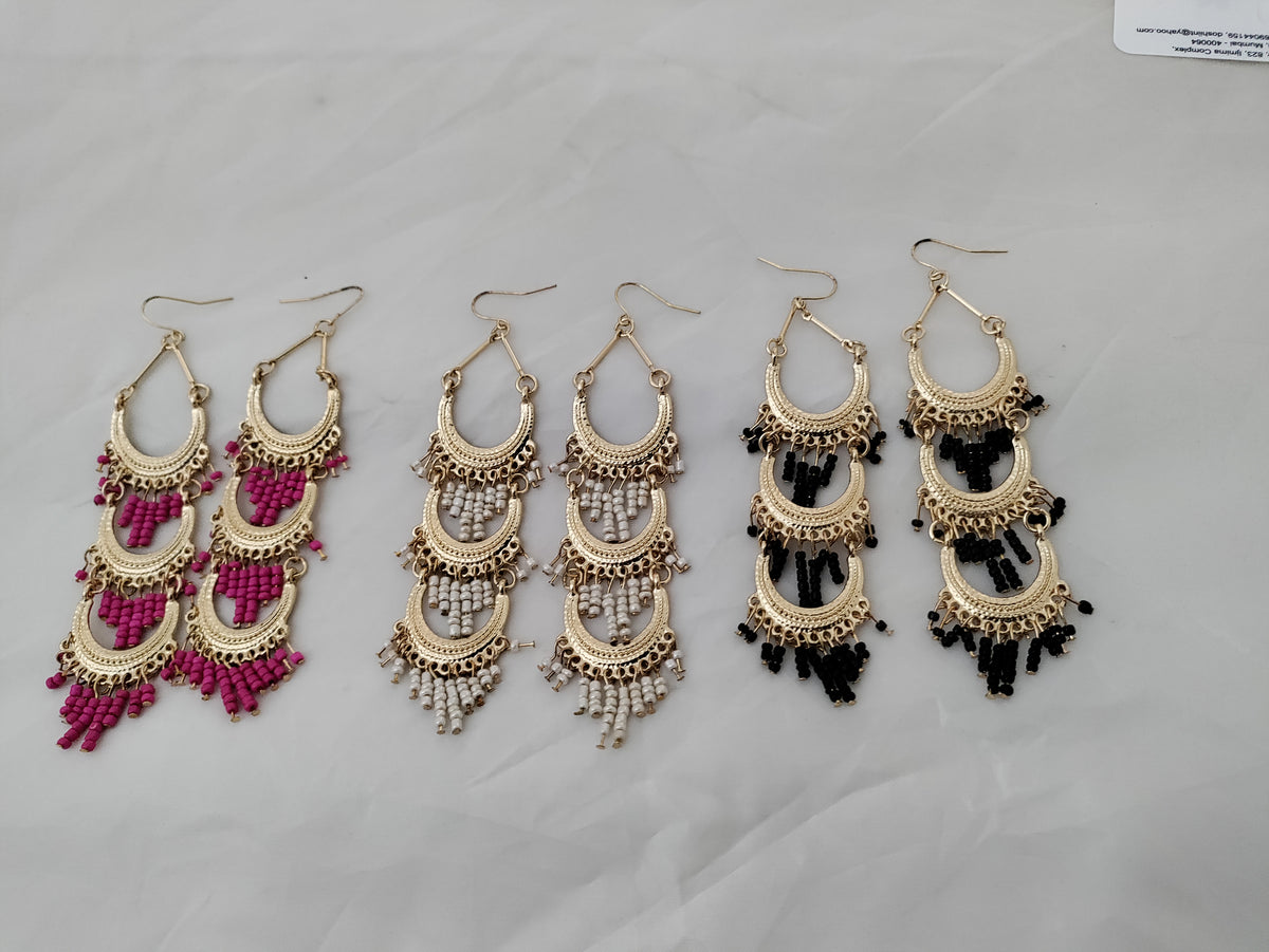 Colorful beaded long earrings