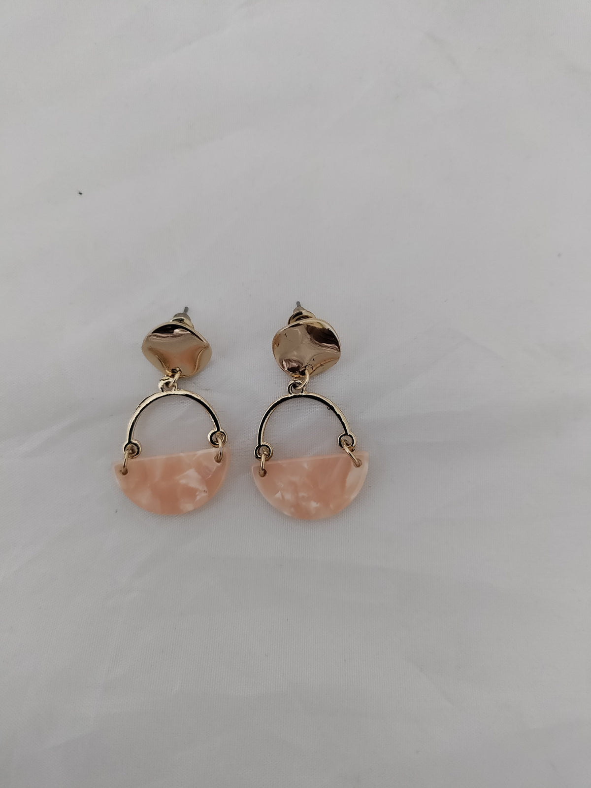 Peach colored gold plated earrings