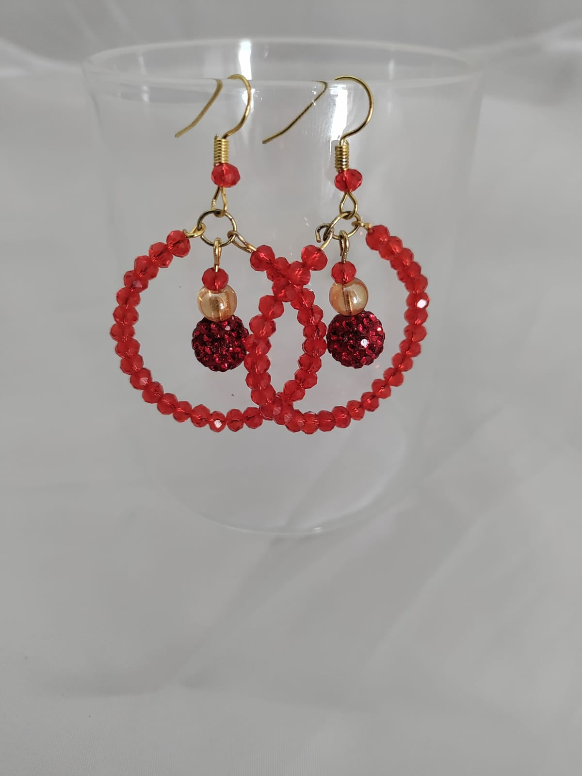 All red beaded earring [SKU00010]