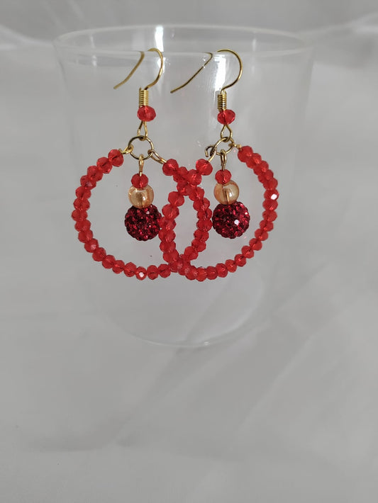All red beaded earring [SKU00010]