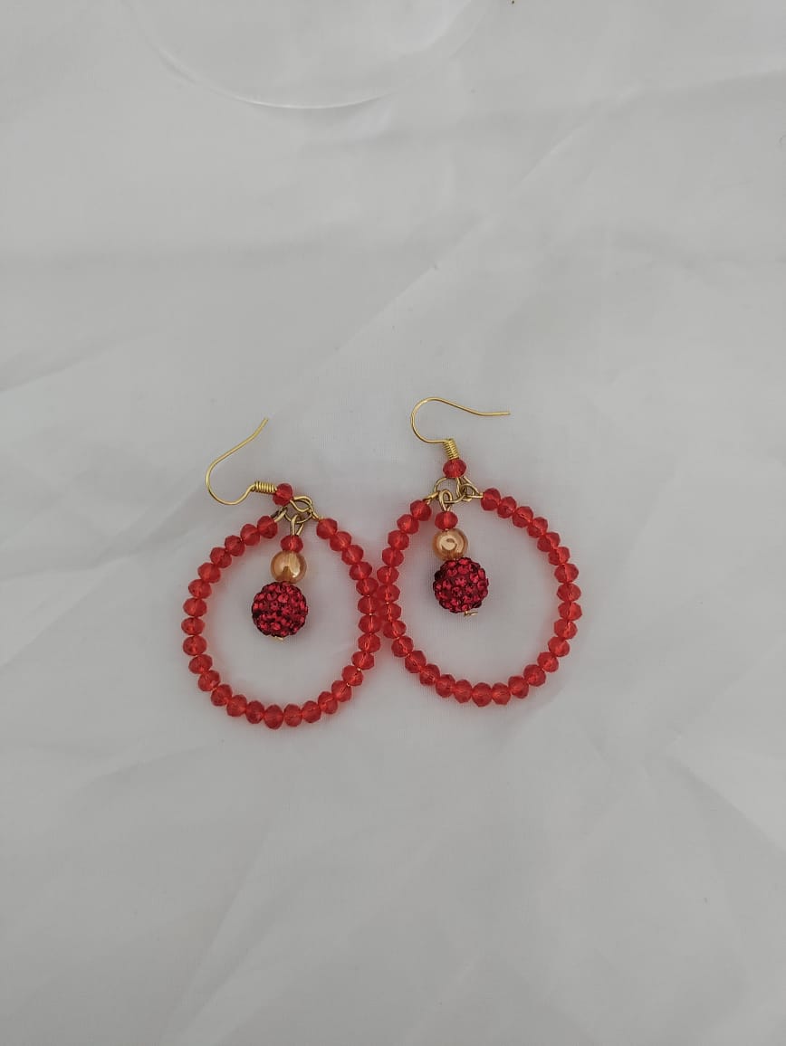 All red beaded earring [SKU00010]