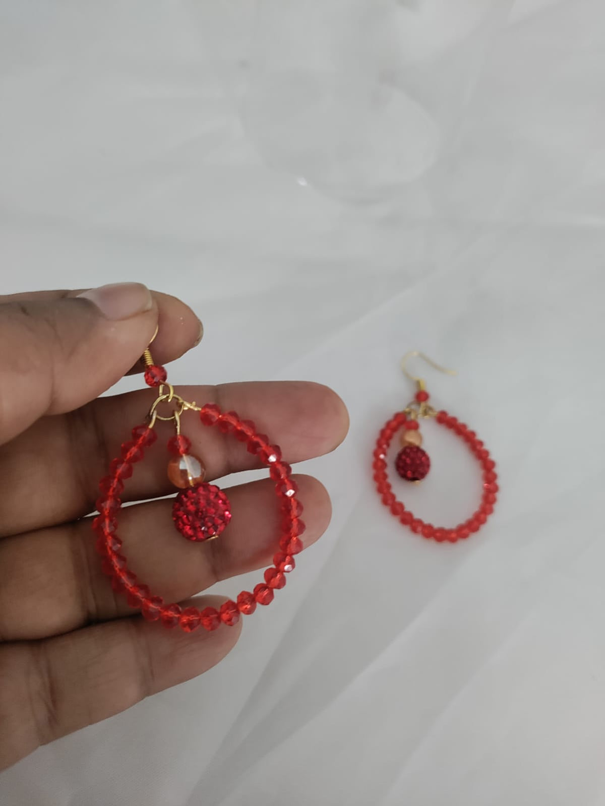 All red beaded earring [SKU00010]