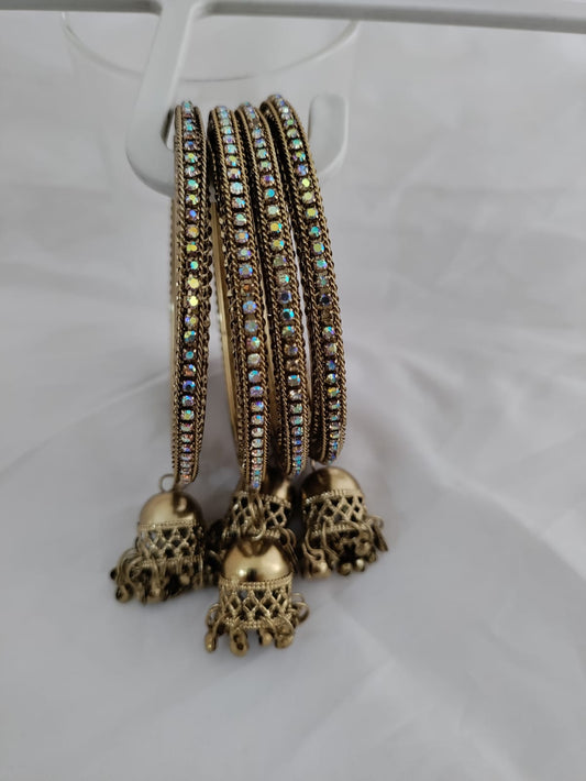 stone studded antique gold/silver bangles [SKU00030]