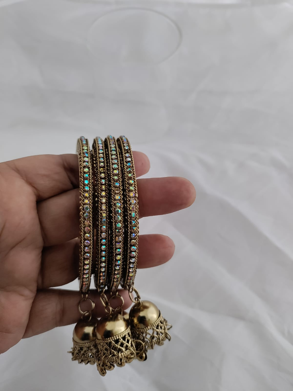 stone studded antique gold/silver bangles [SKU00030]