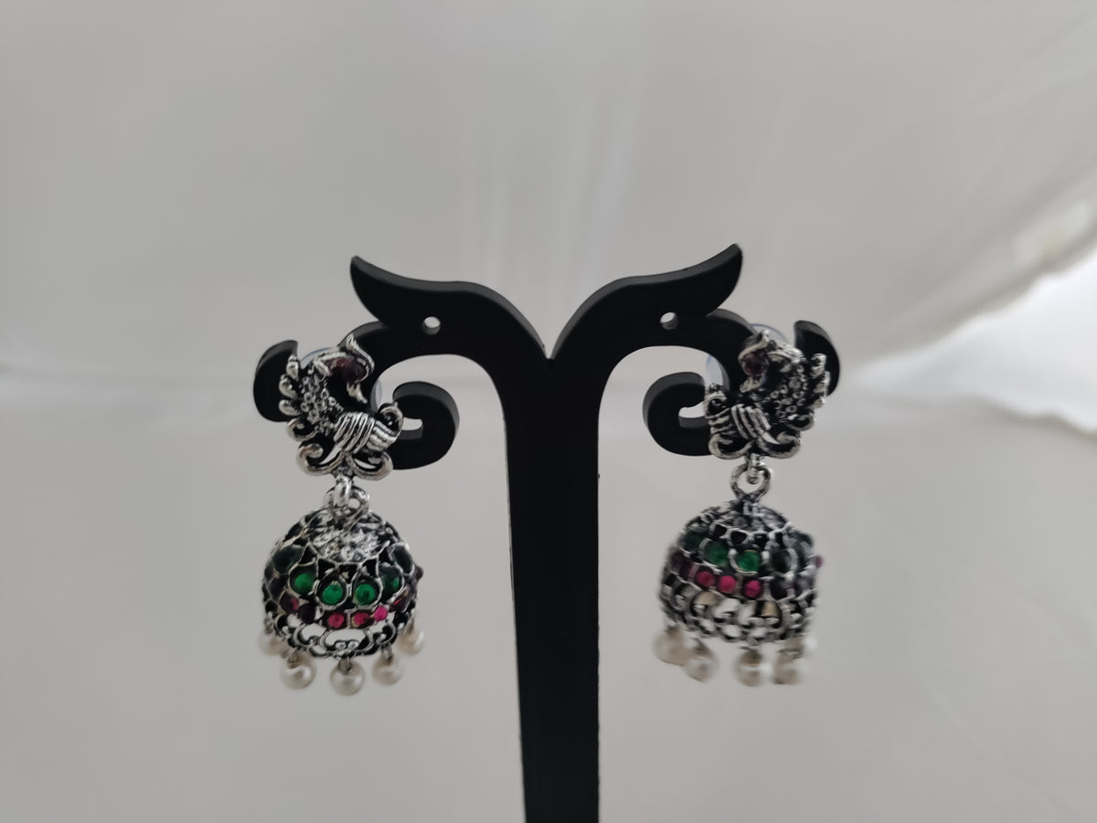 Oxidised silver choker with peacock design (sku00047)