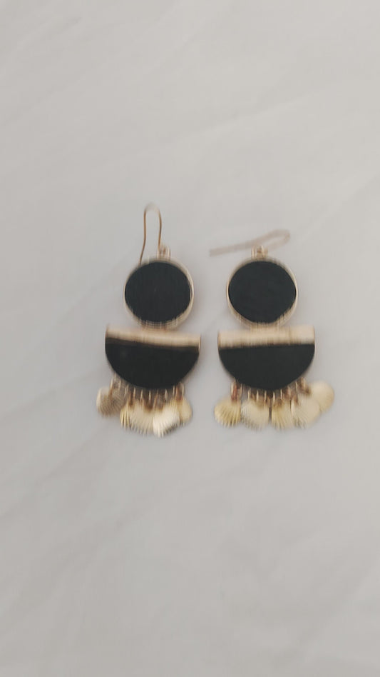 Black and gold western earrings