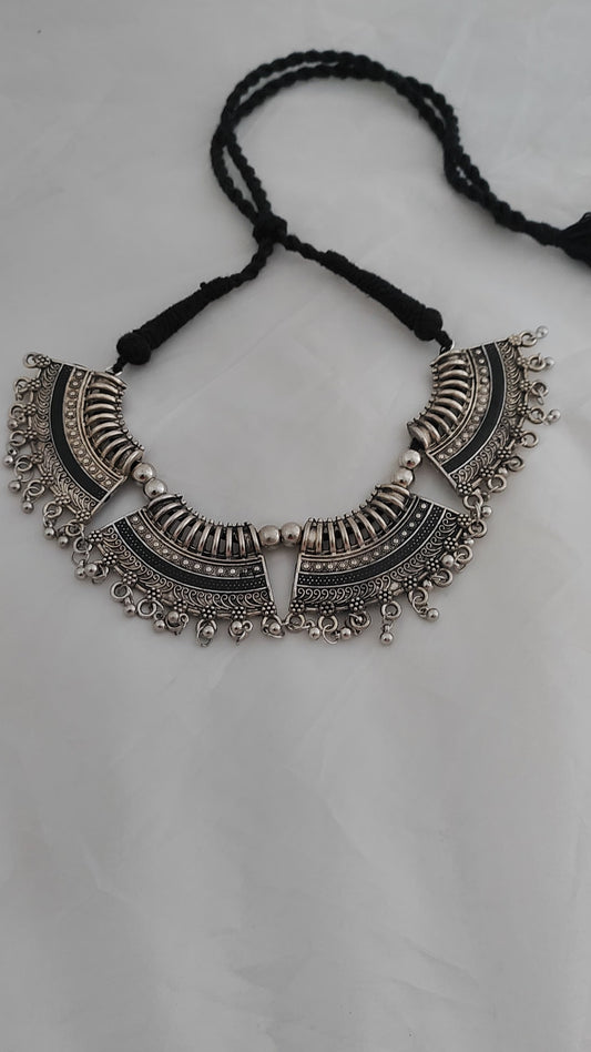 Oxidised silver necklace and earrings (SKU0049)