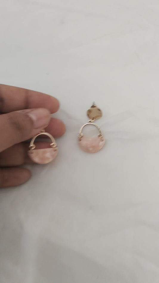 Peach colored gold plated earrings