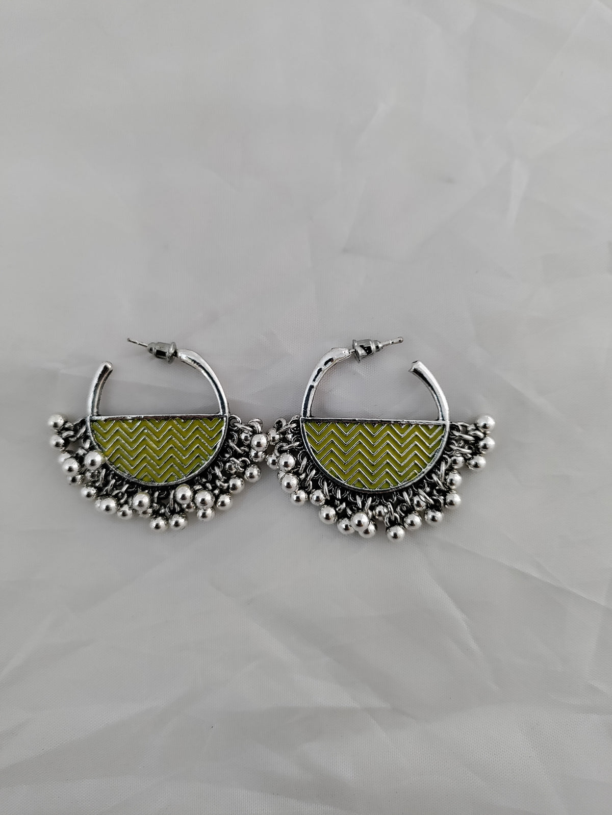 Chevron patterned oxidised silver earrings