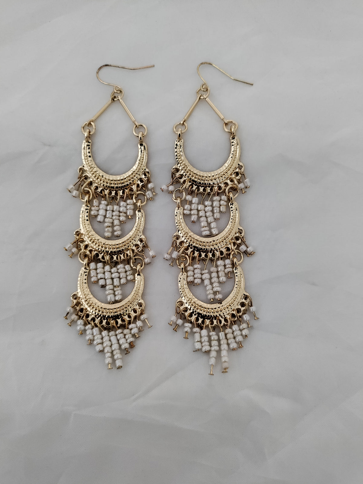 Colorful beaded long earrings