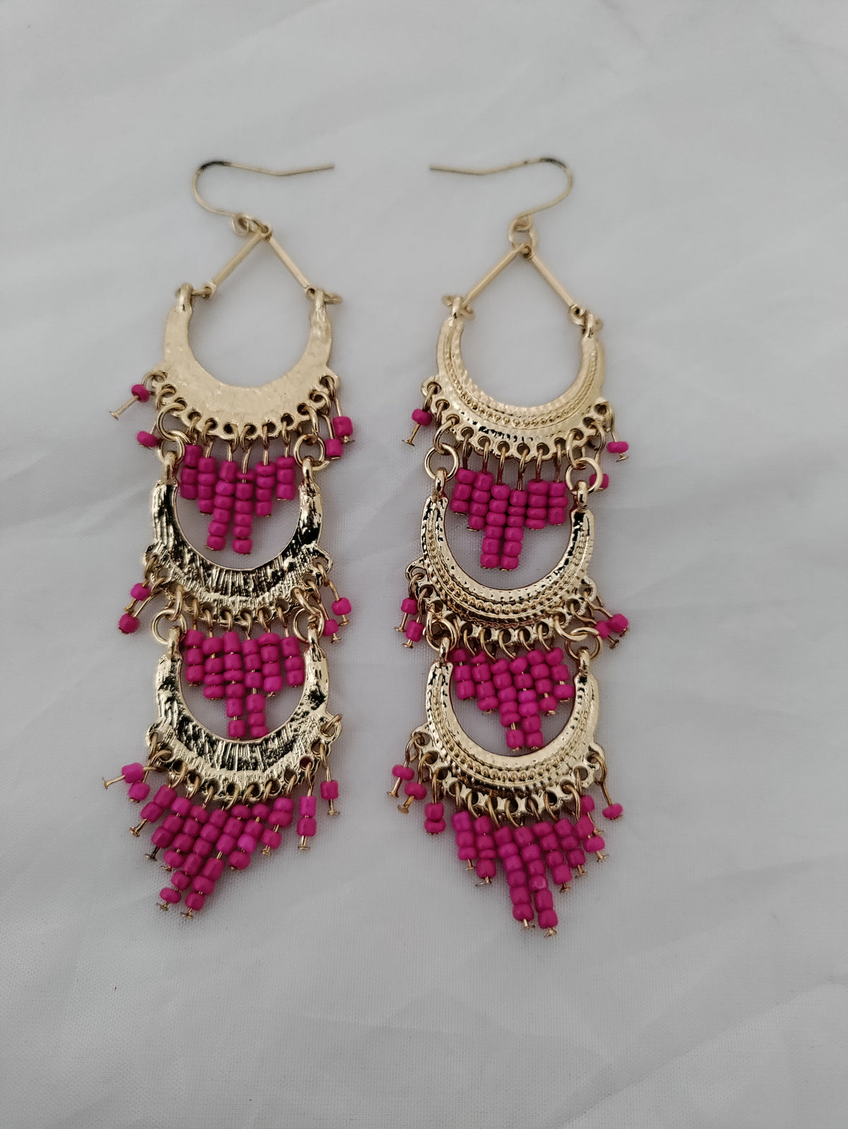 Colorful beaded long earrings