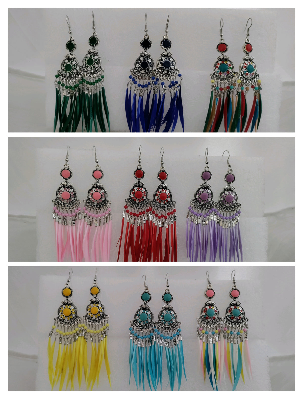 Beautiful light weight silver earrings in eye-catching colors
