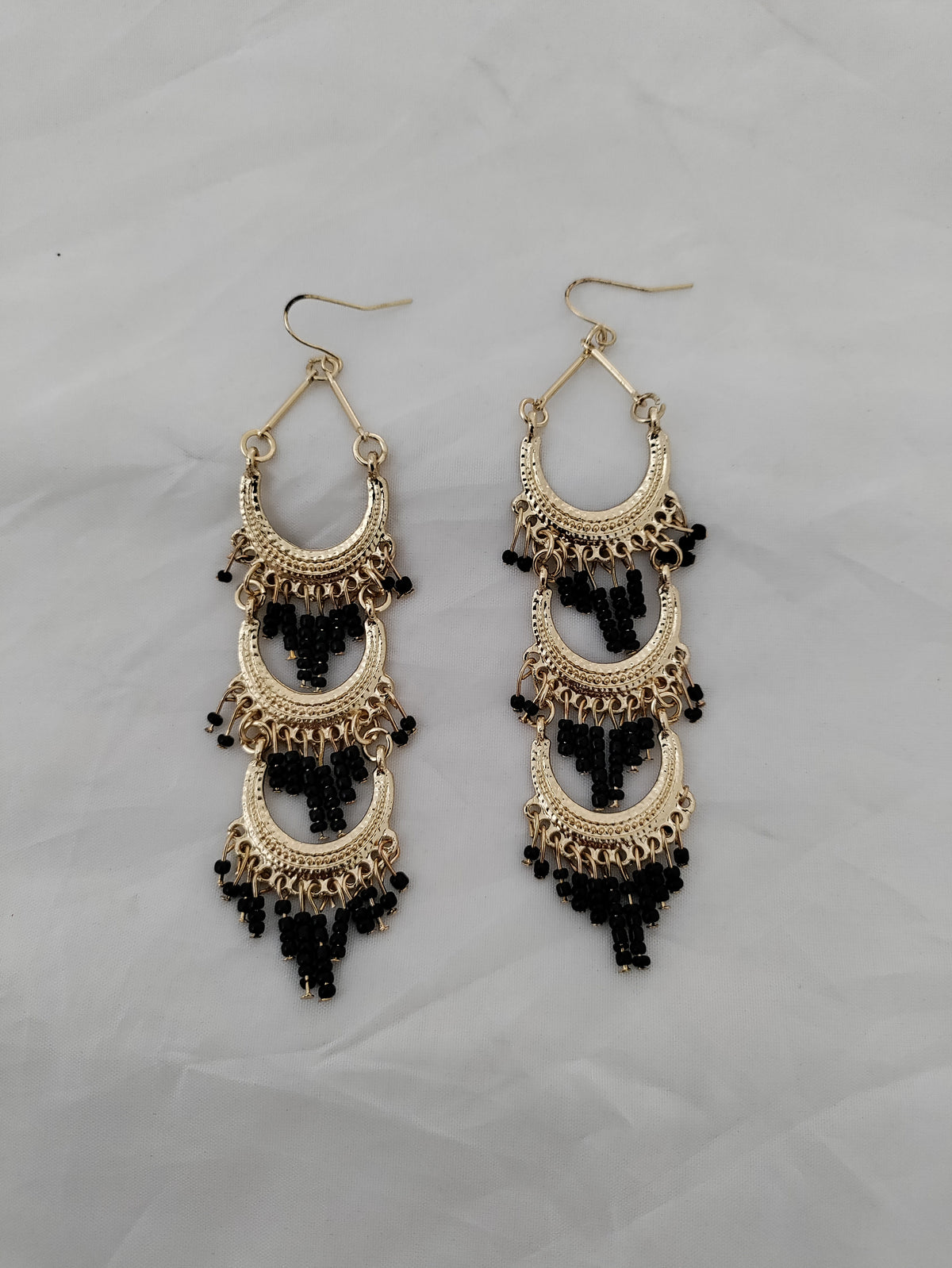 Colorful beaded long earrings