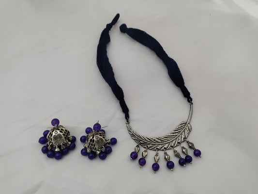 Purple and silver necklace set